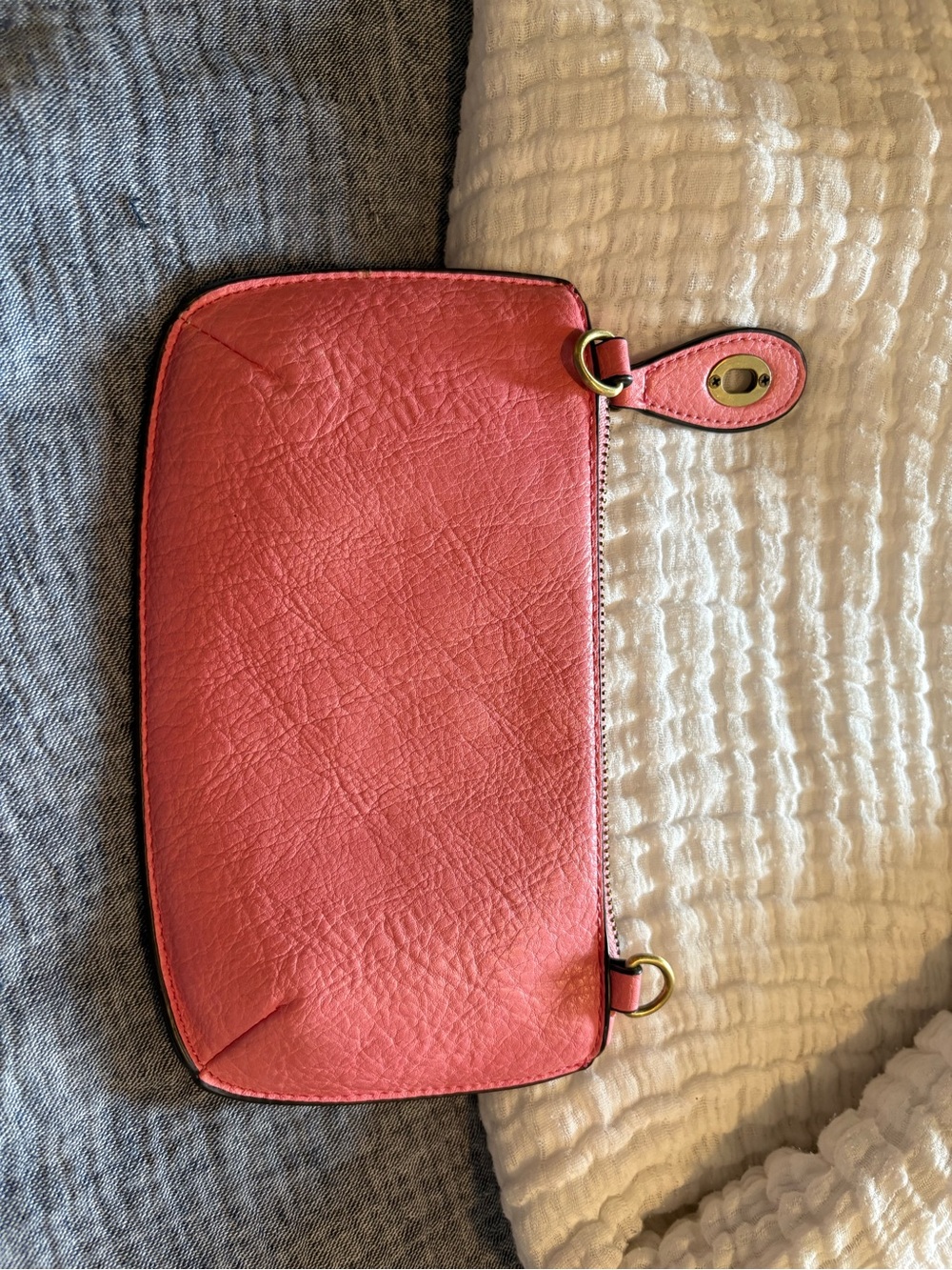 Women's Pink Leather Crossbody Clutch